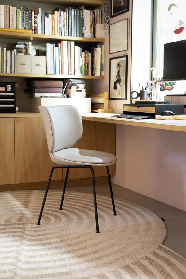 Hana Chair Upholstered - Moooi Stools + Benches + Ottomans - CAT I - Abbracci Taupe - Chrome - Non - Stackable - HORNE