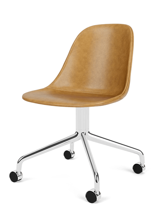 Harbour Side Chair - Dining Height - Leather - Audo Copenhagen Chairs - Caster - Aluminium Polished - Dakar 0250 - HORNE