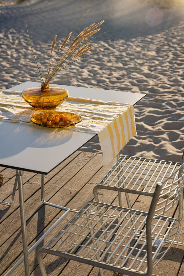 High Tech Table 110 - Grythyttan Stålmöbler - Tables - White Laminate with Hot Galvanized Base - HORNE