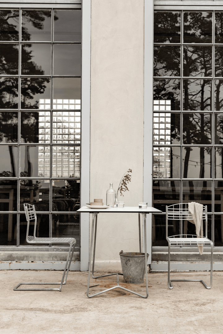 High Tech Table 110 - Grythyttan Stålmöbler - Tables - White Laminate with Hot Galvanized Base - HORNE