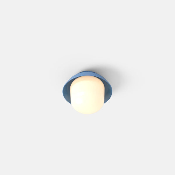 Hoist Flush Mount - Small Shade - RBW Lighting - Blue Gloss - Large Glass Diffuser - 2700K (warm white) - HORNE