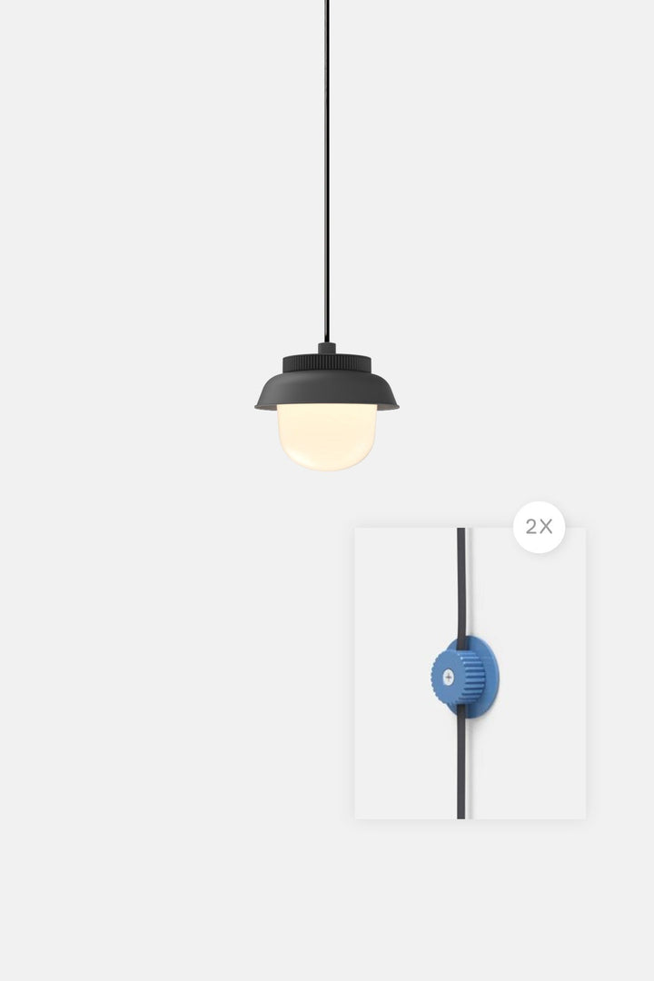Hoist Pendant Plug - In - Large Glass Diffuser - Small Shade - RBW Lighting - Matte Black - Blue Gloss - 2700K (warm white) - HORNE