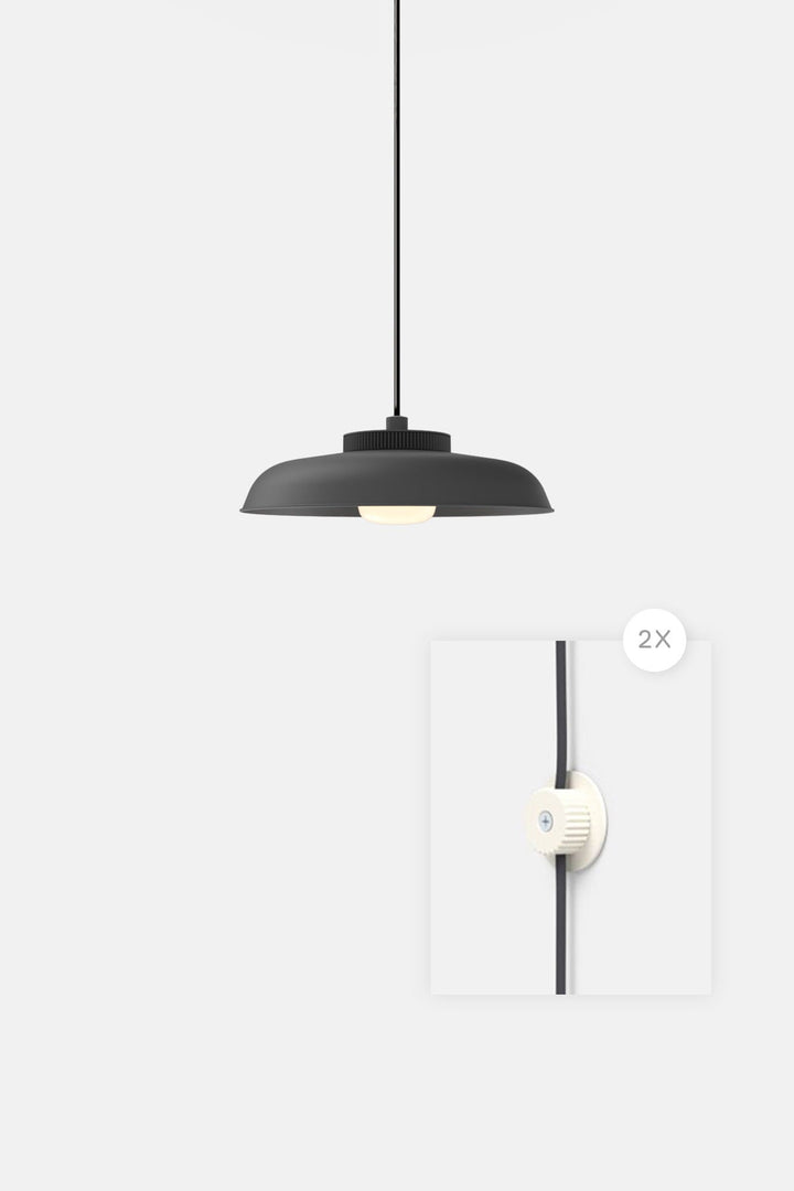 Hoist Pendant Plug - In - Small Glass Diffuser - Medium Shade - RBW Lighting - Matte Black - Cream White - 2700K (warm white) - HORNE
