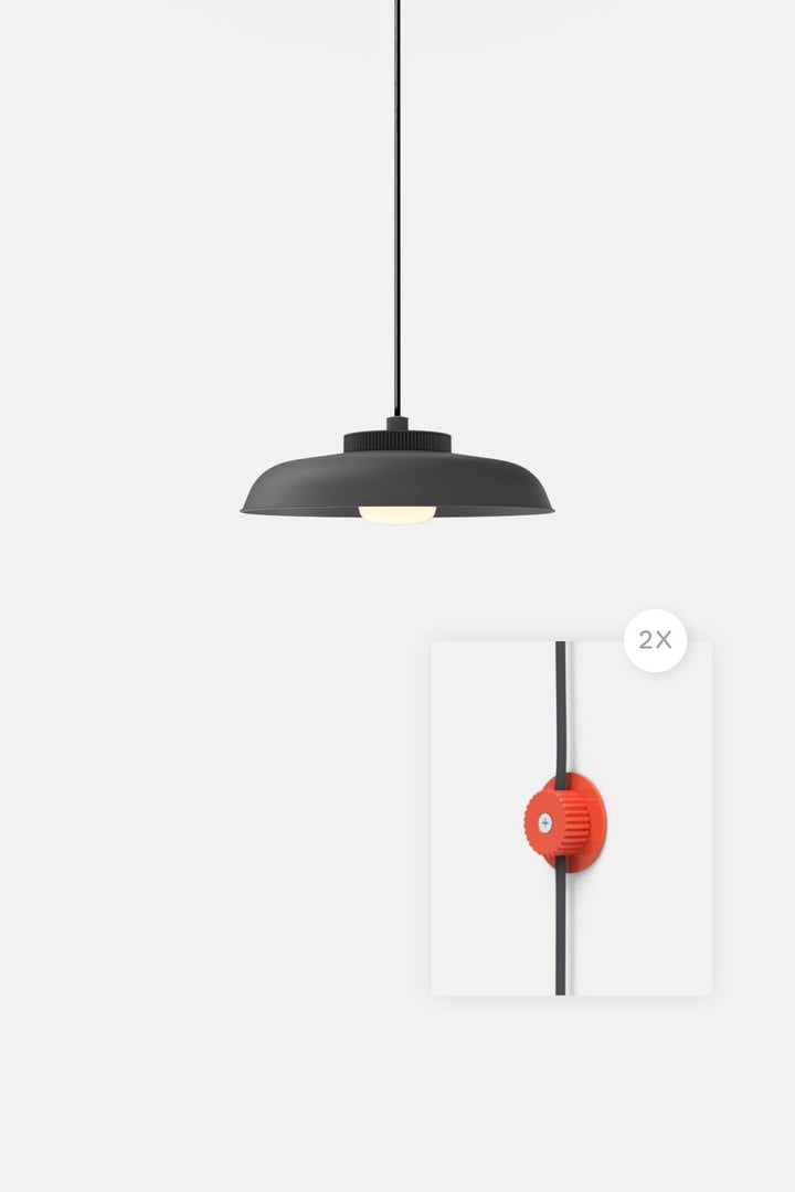 Hoist Pendant Plug - In - Small Glass Diffuser - Medium Shade - RBW Lighting - Matte Black - Vermilion - 2700K (warm white) - HORNE