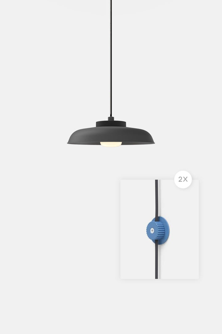Hoist Pendant Plug - In - Small Glass Diffuser - Medium Shade - RBW Lighting - Matte Black - Blue Gloss - 2700K (warm white) - HORNE