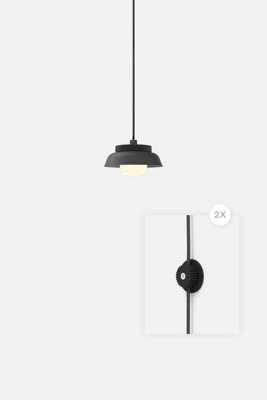 Hoist Pendant Plug - In - Small Glass Diffuser - Small Shade - RBW Lighting - Matte Black - Matte Black - 2700K (warm white) - HORNE