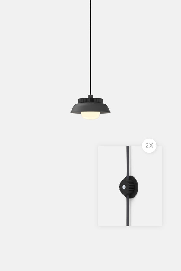 Hoist Pendant Plug - In - Small Glass Diffuser - Small Shade - RBW Lighting - Matte Black - Matte Black - 2700K (warm white) - HORNE