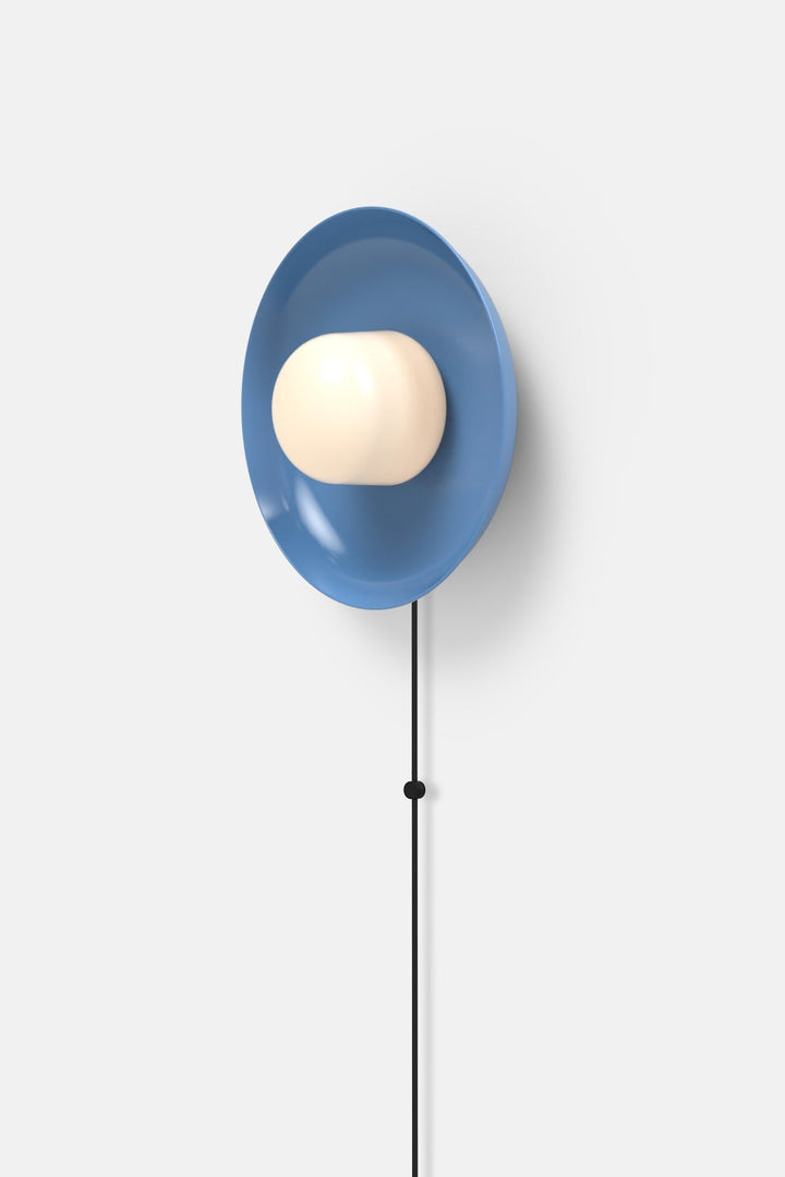 Hoist Sconce Corded - Large Glass Diffuser - Medium Shade - RBW Lighting - Blue Gloss - Corded Plug - in (Back) / 120V Input - 3000K (soft white) - HORNE