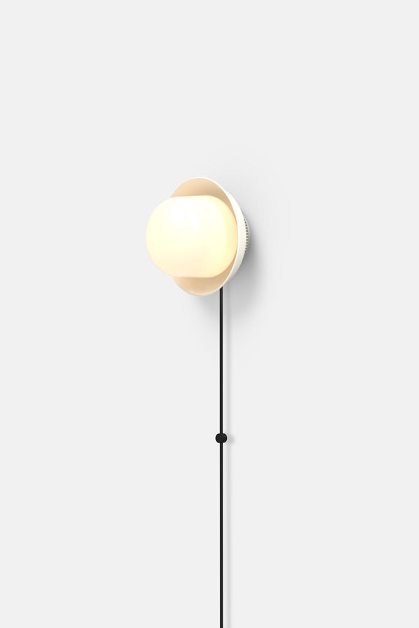 Hoist Sconce Corded - Large Glass Diffuser - Small Shade - RBW Lighting - Cream White - Corded Plug - in (Back) / 120V Input - 3000K (soft white) - HORNE