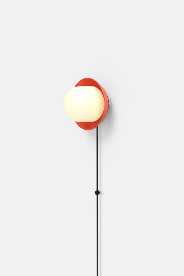 Hoist Sconce Corded - Large Glass Diffuser - Small Shade - RBW Lighting - Vermilion - Corded Plug - in (Back) / 120V Input - 3000K (soft white) - HORNE