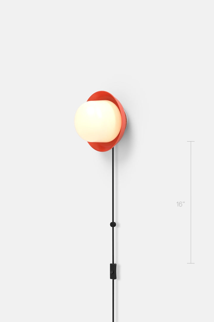 Hoist Sconce Corded - Large Glass Diffuser - Small Shade - RBW Lighting - Vermilion - Corded Plug - in (Bottom) / 120V Input - 2700K (warm white) - HORNE