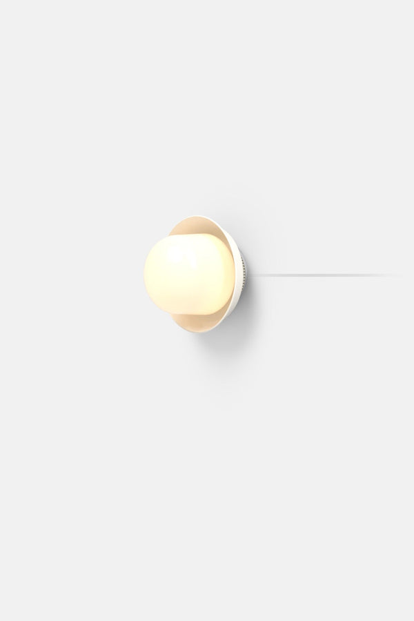 Hoist Sconce Corded - Large Glass Diffuser - Small Shade - RBW Lighting - Cream White - Corded Plug - in (Back) / 120V Input - 2700K (warm white) - HORNE