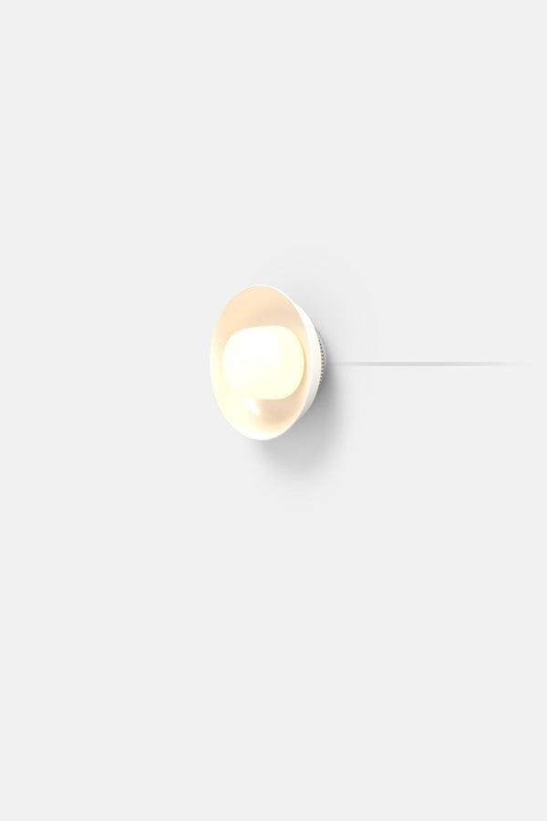 Hoist Sconce Corded - Small Glass Diffuser - Small Shade - RBW Lighting - Cream White - Corded Plug - in (Back) / 120V Input - 2700K (warm white) - HORNE