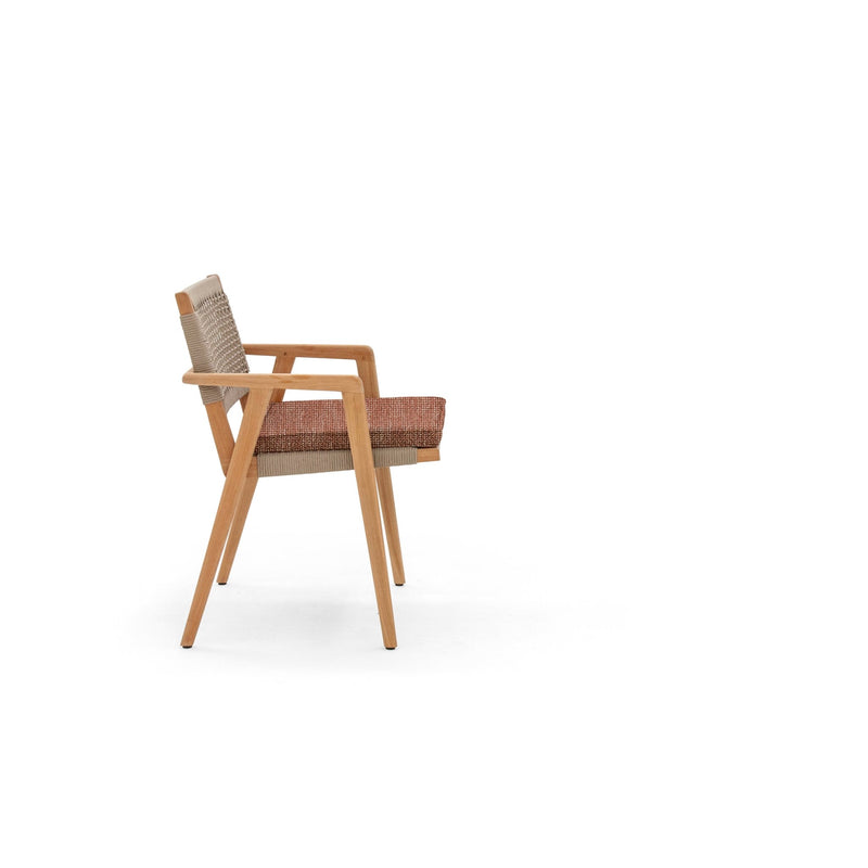 Imperia Arm Chair - BETACO Chairs - w/Seat Cushion / Taupe Rope / Teak / Slow Alezan - HORNE
