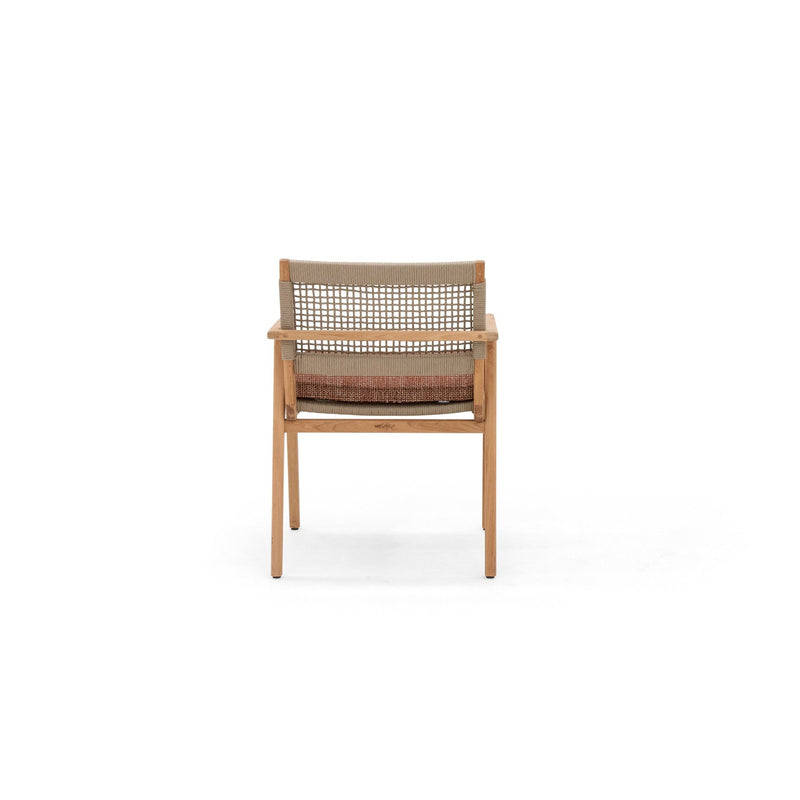 Imperia Arm Chair - BETACO Chairs - w/Seat Cushion / Taupe Rope / Teak / Slow Alezan - HORNE