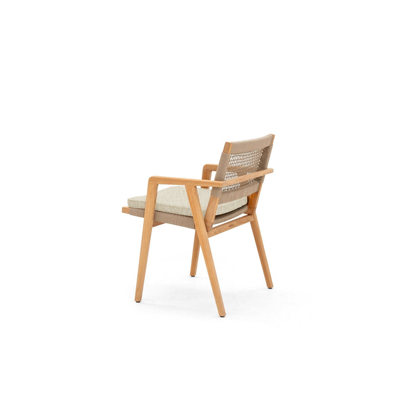 Imperia Arm Chair - BETACO Chairs - w/Seat Cushion / Taupe Rope / Teak / Slow Alezan - HORNE