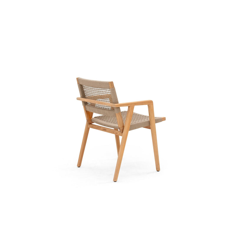 Imperia Arm Chair - BETACO Chairs - w/Seat Cushion / Taupe Rope / Teak / Slow Alezan - HORNE