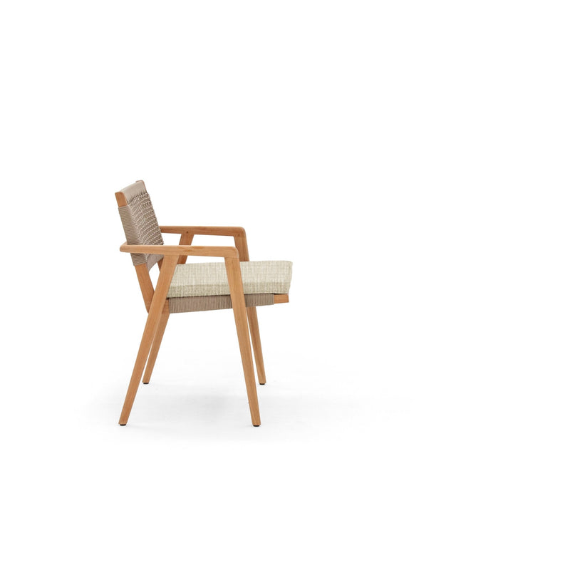 Imperia Arm Chair - BETACO Chairs - w/Seat Cushion / Taupe Rope / Teak / Slow Alezan - HORNE