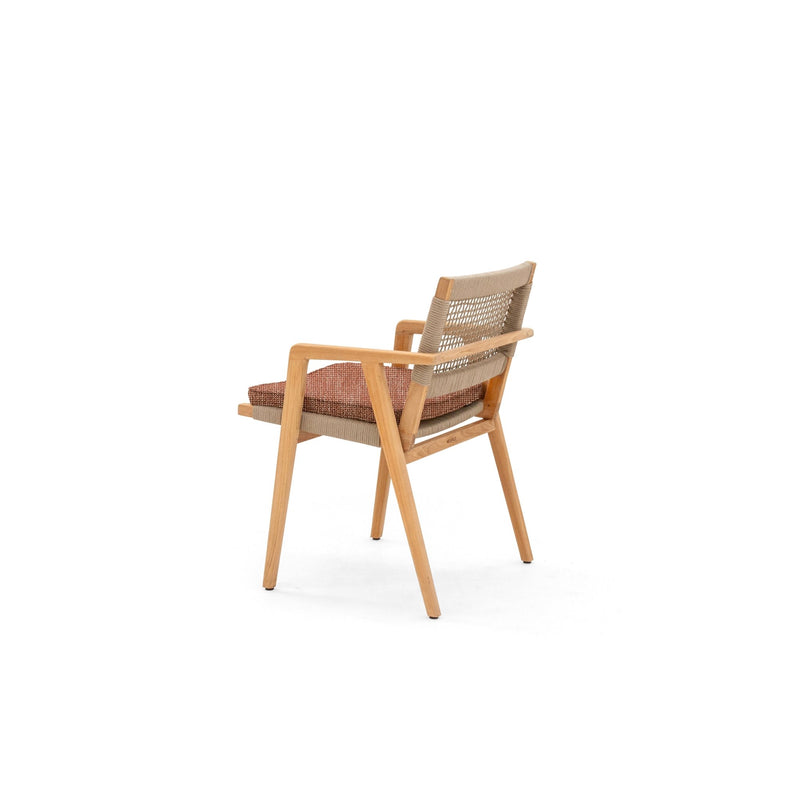 Imperia Arm Chair - BETACO Chairs - w/Seat Cushion / Taupe Rope / Teak / Slow Alezan - HORNE