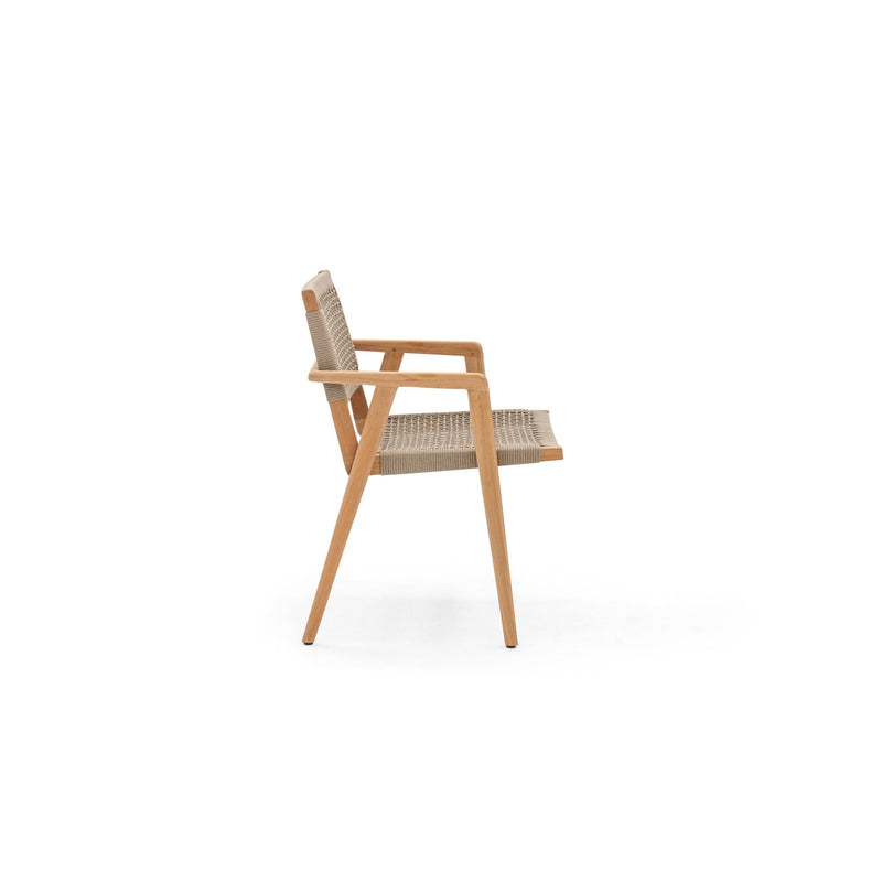 Imperia Arm Chair - BETACO Chairs - w/Seat Cushion / Taupe Rope / Teak / Slow Alezan - HORNE