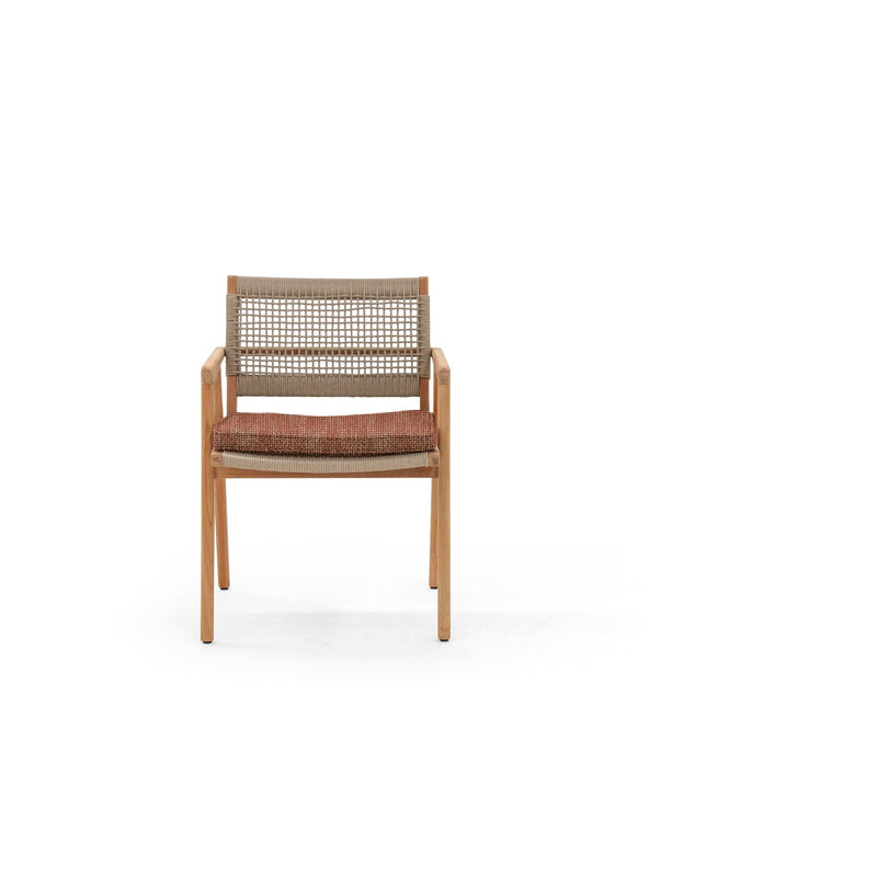 Imperia Arm Chair - BETACO Chairs - w/Seat Cushion / Taupe Rope / Teak / Slow Alezan - HORNE