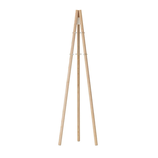 Kiila Coat Stand by Alvar Aalto - Artek Coat + Key Racks - Natural Lacquered & Hooks Stone White - HORNE