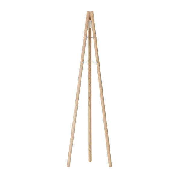 Kiila Coat Stand by Alvar Aalto - Artek Coat + Key Racks - Natural Lacquered & Hooks Stone White - HORNE
