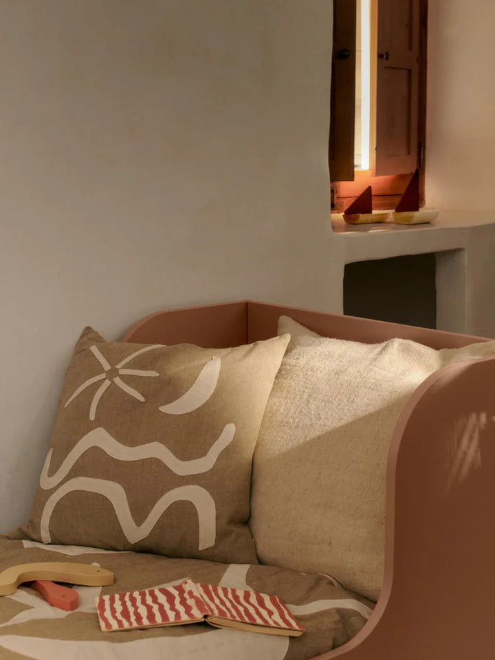 Kove Applique Cushion - Ferm Living Bedding + Pillows - Tan - HORNE