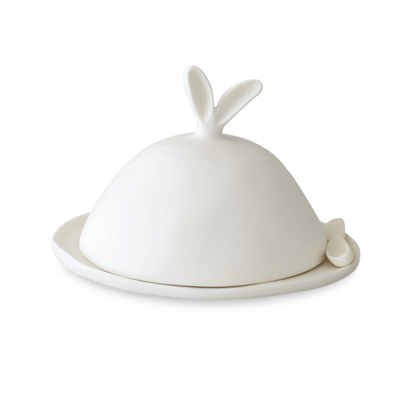 Lapin Domed Serving Dish With Spreader - Tina Frey Decorative Objects - White - HORNE