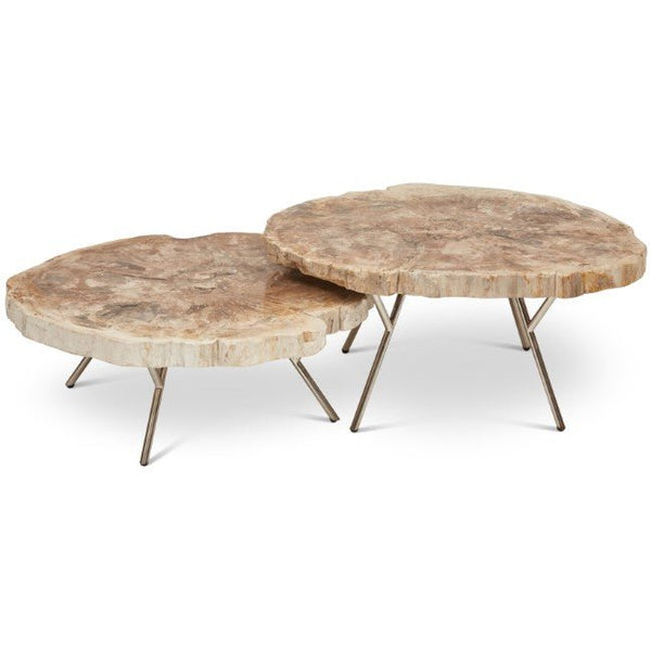 Lastra Coffee Table - Set of 2 - Urbia Coffee Tables - Natural Light - Polished Stainless Steel - HORNE