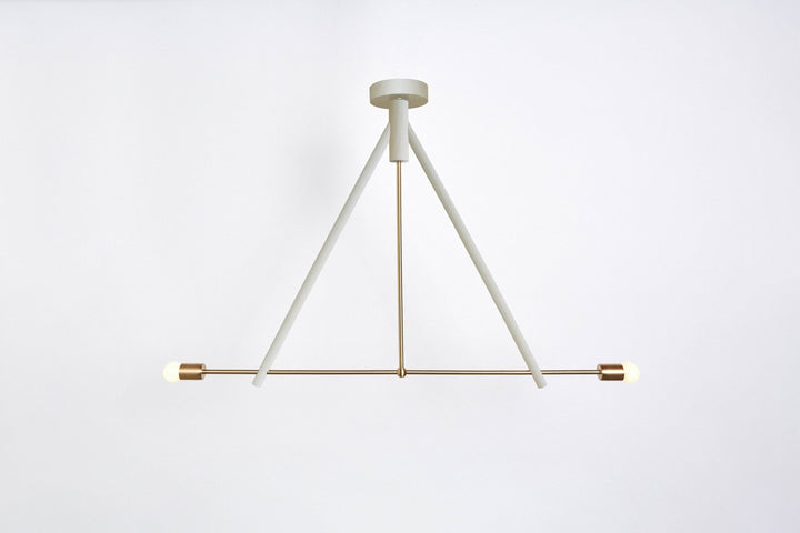 Lodge Chandelier II - Workstead Chandeliers - Painted White Oak - Lost Brass - HORNE