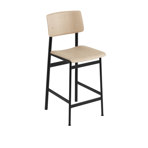Loft Counter & Bar Stool - Muuto Stools + Benches + Ottomans - Counter Height - Black Frame & Oak Seat - HORNE