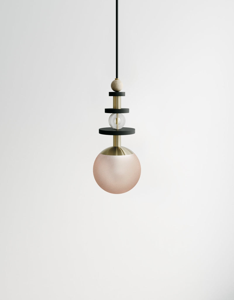Maru Tall Stack - Ladies & Gentlemen Lighting - 6” Globe - Brushed Brass - Matte White (opaque) - HORNE
