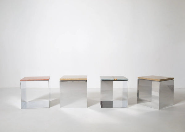 Material Studies Cube v.3 - Kalon Studios Tables - Mineral Blue - HORNE