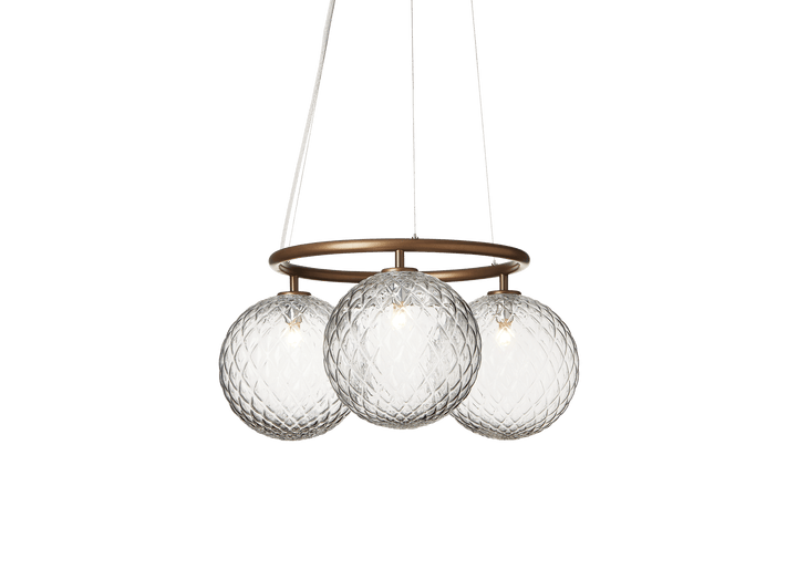 Miira 3 Circular Chandelier - Nuura Chandeliers - Dark Bronze / Optic Clear - HORNE