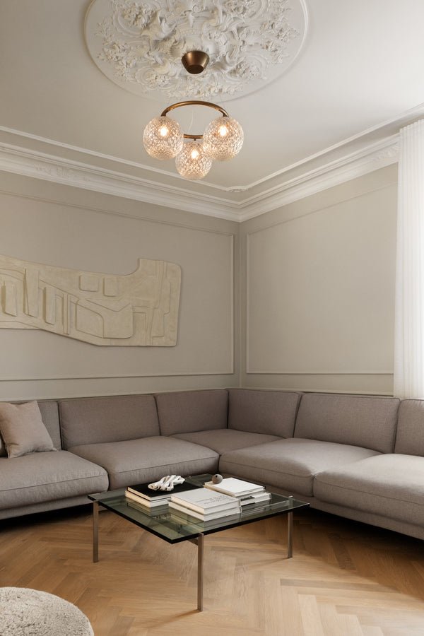 Miira 3 Circular Chandelier - Nuura Chandeliers - Dark Bronze / Opal - HORNE