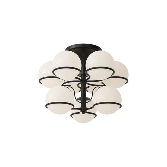Model 2042 - 9 Opaline Spheres - Astep Ceiling Lights - Black Mount - HORNE