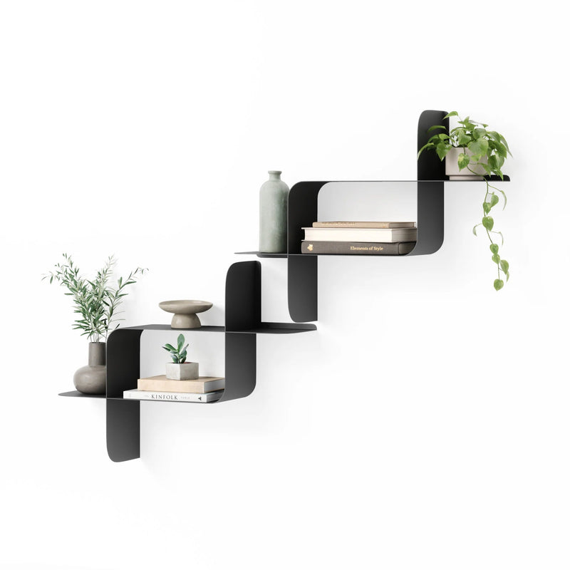 Montage Metal Wall Shelves - Set of 2 - Umbra Shelving - Black - HORNE