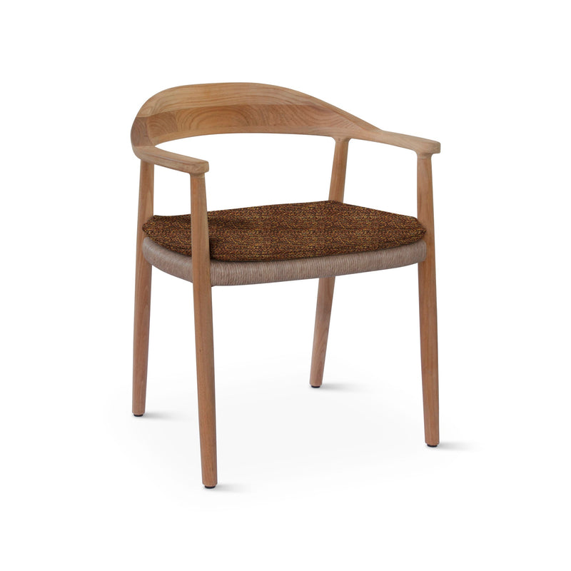 Naxos Arm Chair - BETACO Chairs - w/Seat Cushion / Linen Wicker / Teak / Cico 271 - HORNE