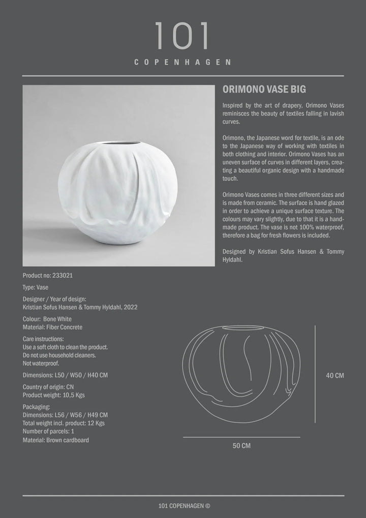 Orimono Vase - 101 Copenhagen Vases - Mini - Sand - HORNE