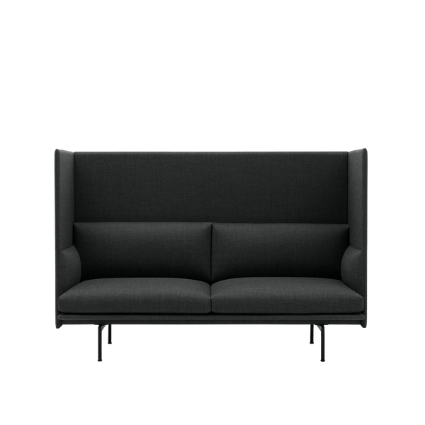 Outline Highback Sofa 100 - 2 - Seater - Muuto Sofas - Black - Remix 163 - HORNE