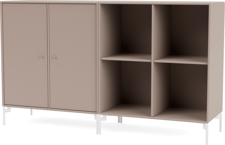 Pair Classic Sideboard - With Legs - Montana - Shelving - Mushroom - Snow - HORNE
