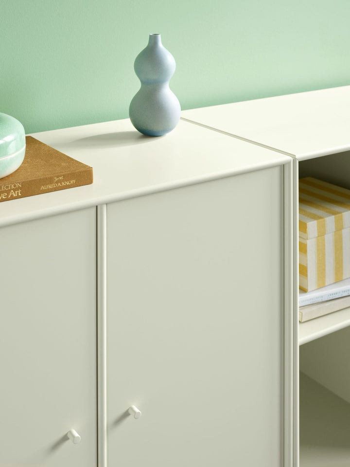 Pair Classic Sideboard - With Legs - Montana - Shelving - Vanilla - Brass - HORNE