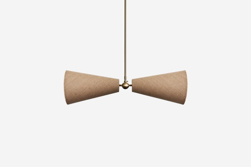 Pendolo Pendant II - Workstead Pendants - Small - Natural Linen - Hewn Brass - HORNE