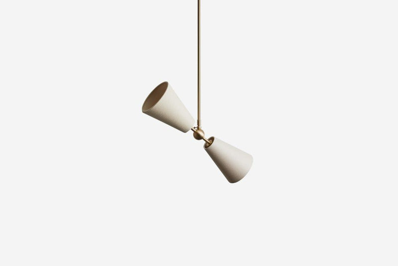 Pendolo Pendant II - Workstead Pendants - Small - Natural Linen - Hewn Brass - HORNE