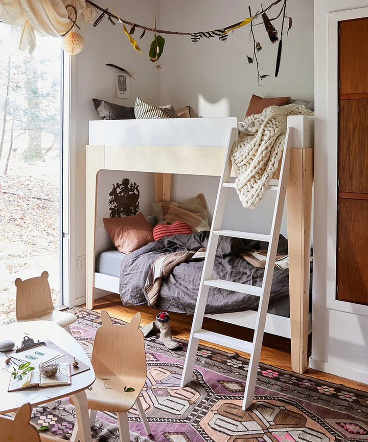 Perch Bunk Bed - Twin Size - Oeuf - Kids + Baby - White/Walnut - HORNE