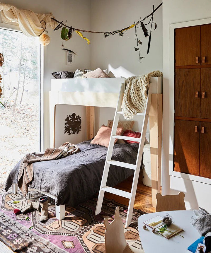 Perch Bunk Bed - Twin Size - Oeuf - Kids + Baby - White/Walnut - HORNE
