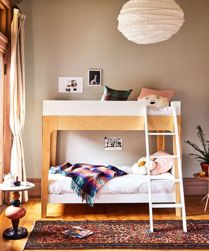 Perch Bunk Bed - Twin Size - Oeuf - Kids + Baby - White/Walnut - HORNE