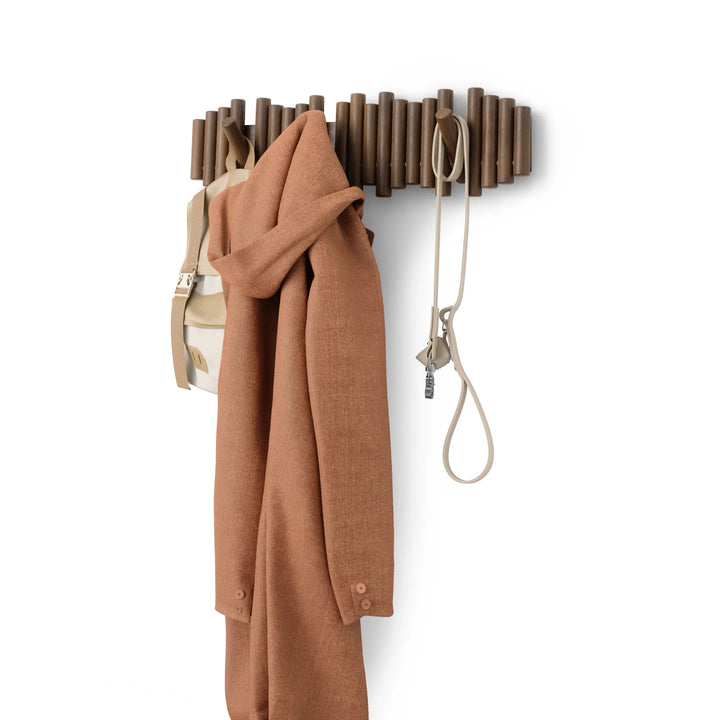 Picket Wall Hook - Umbra Hooks, Racks & Coat Stands - Aged-Walnut - 8-Hook - HORNE