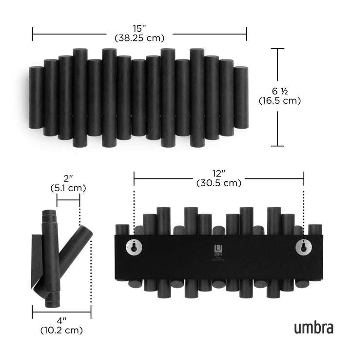 Picket Wall Hook - Umbra Hooks, Racks & Coat Stands - Black - 5-Hook - HORNE